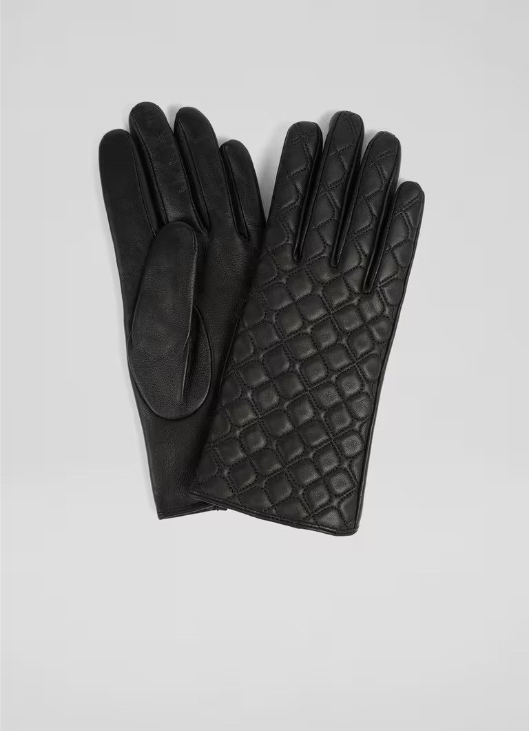 Georgie Black Quilted Gloves | L.K. Bennett (UK)
