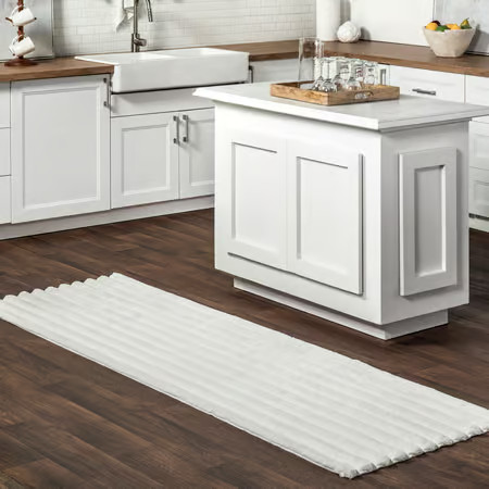 White Kris Washable Striped Faux Rabbit Area Rug | Rugs USA