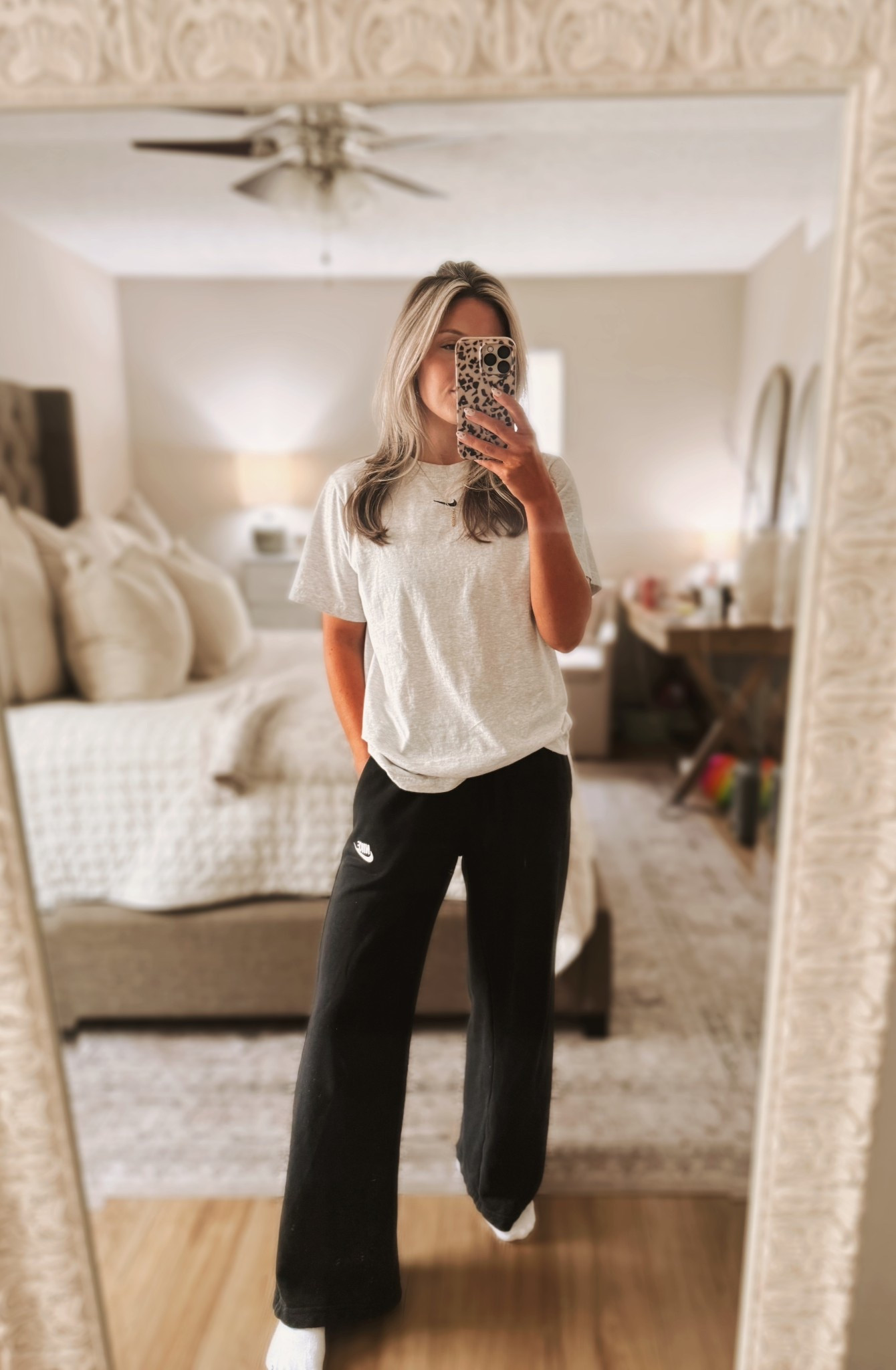 My go to comfy fit these days! Sweatpants are mid rise I am 5’4. 
Pants run TTS shirt is oversized. 
Wearing a small in the pants and a xs in shirt! Perfect gym coverups! 

#LTKActive #LTKootd #LTKU