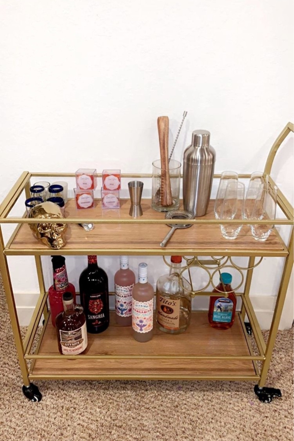 my bar cart in my college apartment : 10/10 

#LTKhome #LTKFind
