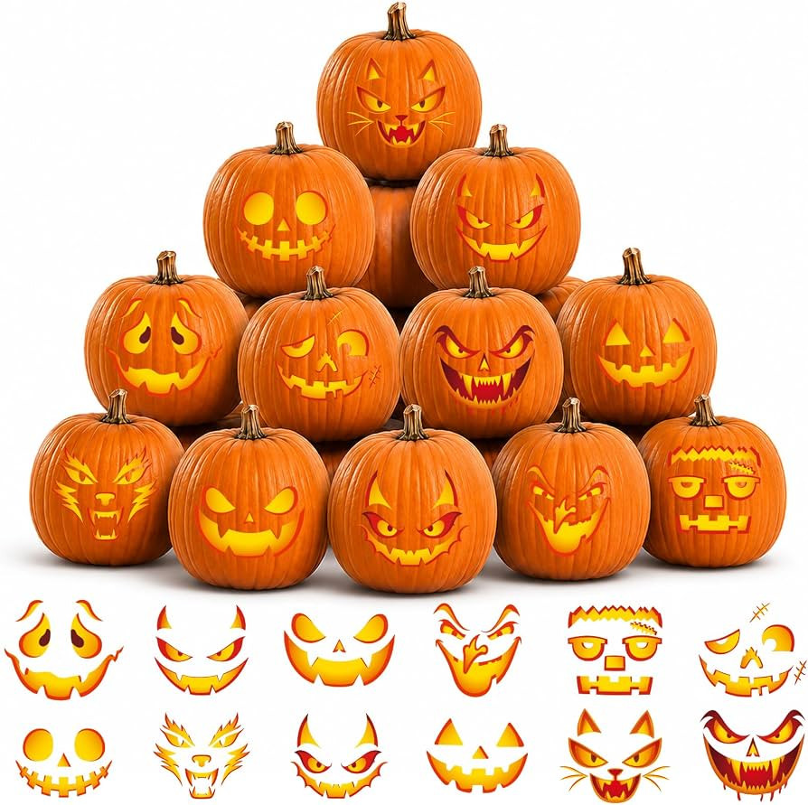 Pumpkin Decorations Kit, Halloween Pumpkin Stickers, Halloween Decorations with Funny Faces, Hall... | Amazon (US)