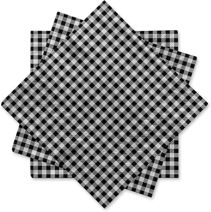 Gatherfun Disposable Paper Napkins Black and White Gingham for Dinner Picnic and Parties (Pack of... | Amazon (US)