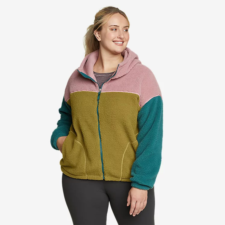 We Wander Faux Shearling Fleece Hooded Jacket - Color Blocked | Eddie Bauer, LLC