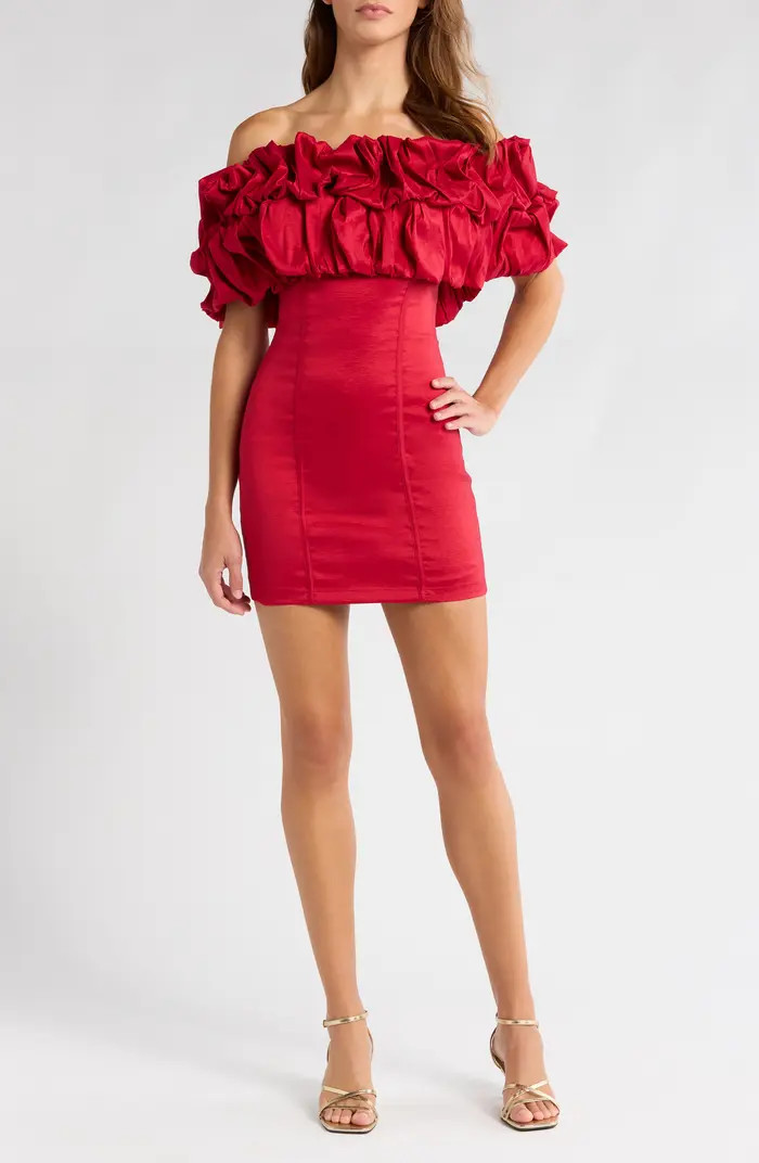 NASTY GAL Ruffle Off the Shoulder Taffeta Minidress | Nordstrom | Nordstrom