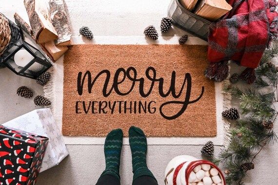 Merry Everything Doormat, Merry Christmas Door Mat, Holiday Doormat, Christmas Doormat, Christmas... | Etsy (US)