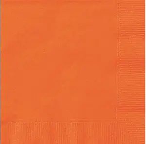 Unique Solid Paper Luncheon Napkins, 6.5" x 6.5", Pumpkin Orange | Amazon (US)
