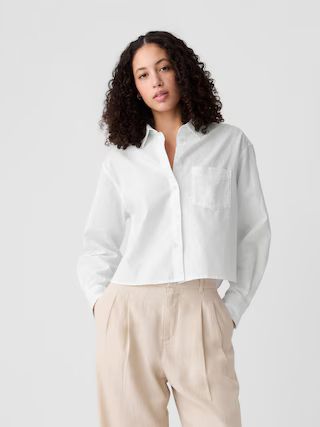 Cropped Linen-Blend Shirt | Gap Factory