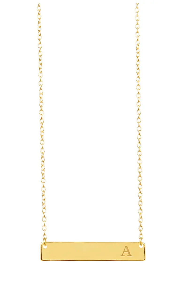 14K Yellow Gold Vermeil Bar Initial Necklace - Multiple Letters Available | Nordstrom Rack