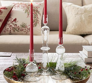 Etched Glass Candle Holder | Pottery Barn (US)