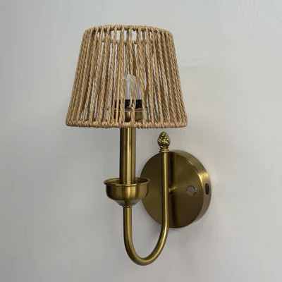 Rechargeable Wireless Dimmable Wall Sconces With Rope Weave Shade & Remote (Set Of 2) | Wayfair North America