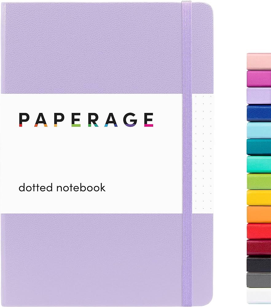 PAPERAGE Dotted Journal Notebook, (Lavender), 160 Pages, Medium 5.7 inches x 8 inches - 100 gsm T... | Amazon (US)