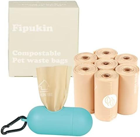 Compostable Dog Waste Bags,Plant-Based Dog and Cat Poop Bags 100% Leak-Proof, 15pcs/roll, Size: 9*13 | Amazon (US)