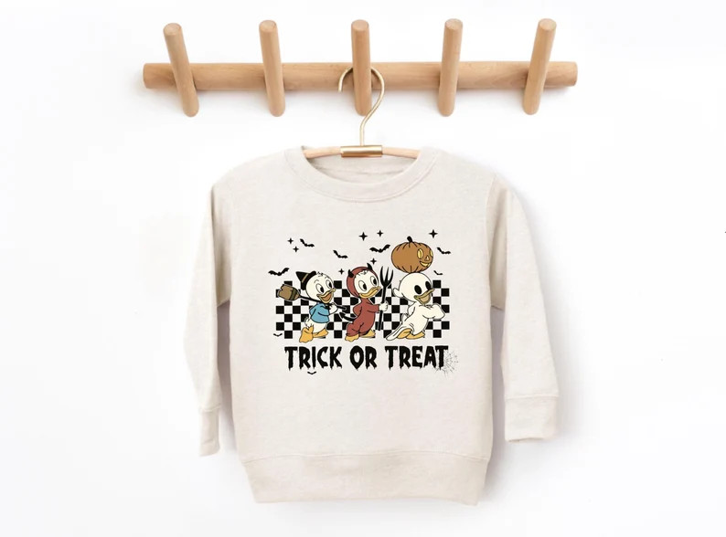 Kids Natural Trick or Treat Donald Duck Sweater Kids Vintage Disney Sweatshirt Disney Halloween S... | Etsy (US)