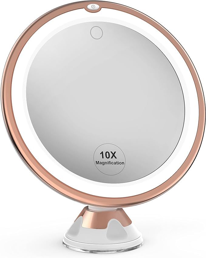 Updated 10x Magnifying Lighted Makeup Mirror with Touch Control LED Lights, 360 Degree Rotating A... | Amazon (US)