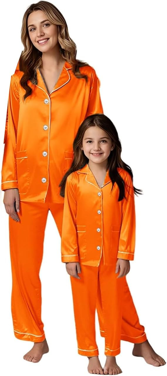 Drymnoc Mommy and Me Christmas Pajamas Matching Set Silk Satin Pjs Mother and Daughter Jammies Xm... | Amazon (US)