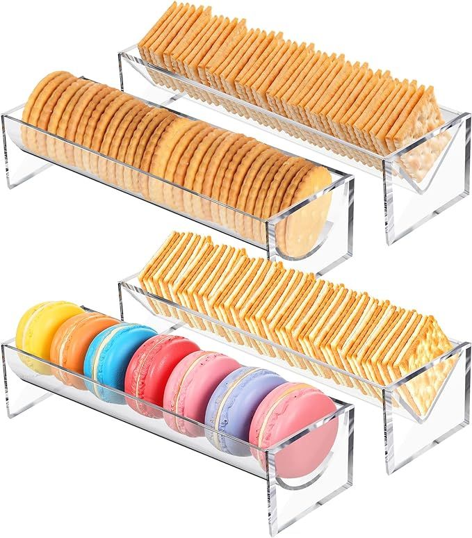 Chunful 4 Pcs Clear Cracker Tray for Serving Rectangular Cracker Holder Acrylic Serving Tray Food... | Amazon (US)