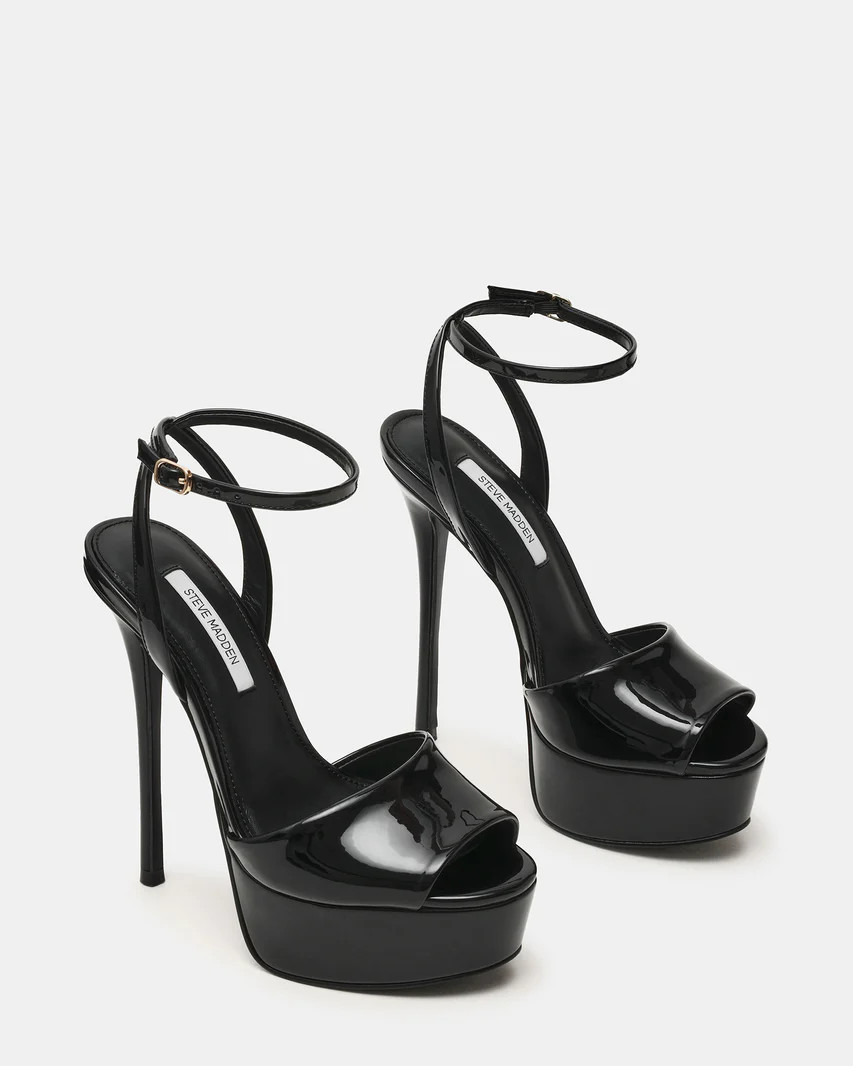 JEZZICA Black Patent Platform Stiletto Ankle Strap Women's Heel | Steve Madden (US)