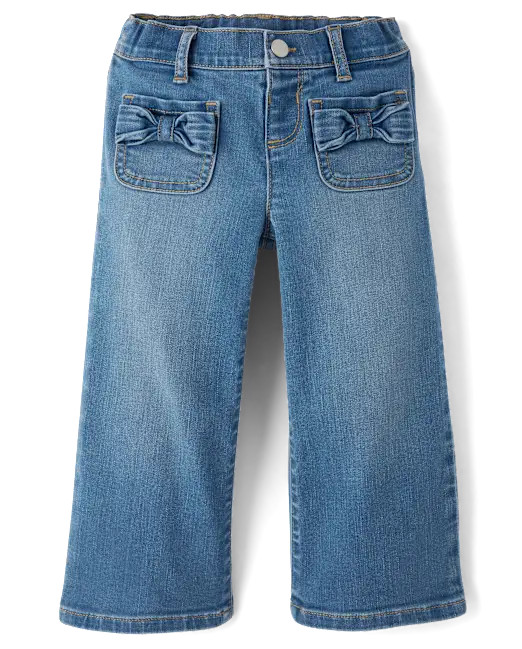 Toddler Girls Bow Wide Leg Jeans - blue | The Children's Place