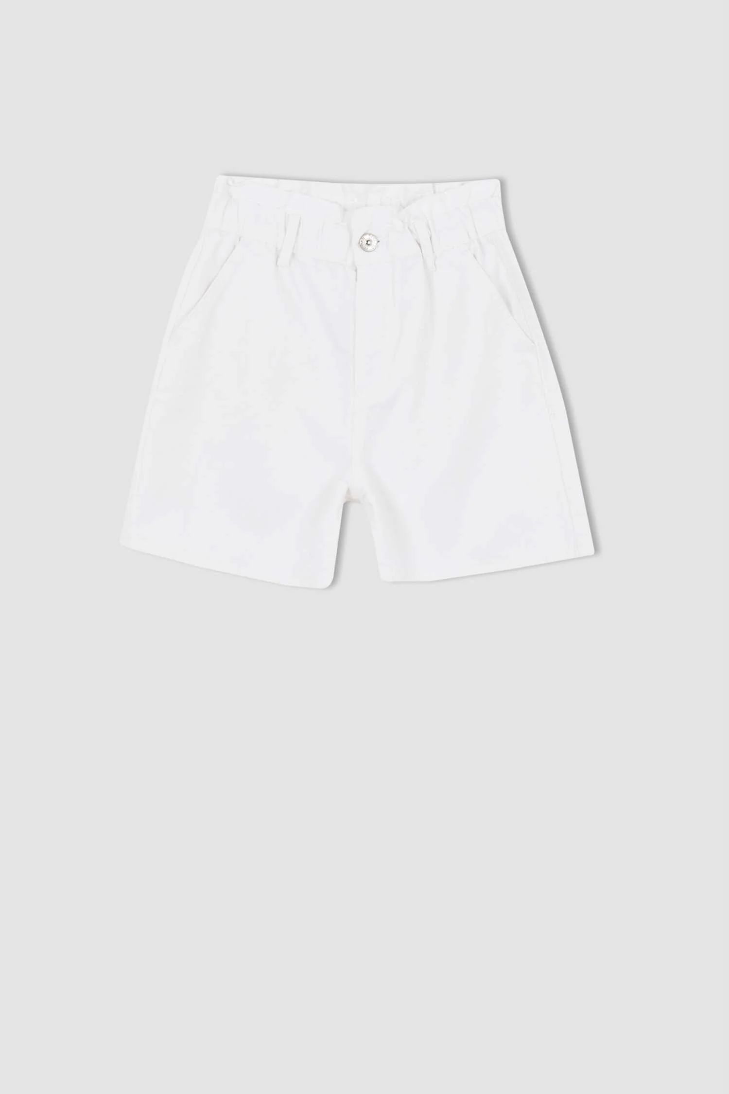 Paperbag Fit High Waisted Mini Short - White | DeFacto UK