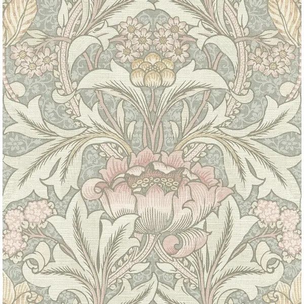 Seabrook Designs Morris Flower Unpasted Wallpaper - 20.5 in. W x 33 ft. L - Daydream Grey | Bed Bath & Beyond