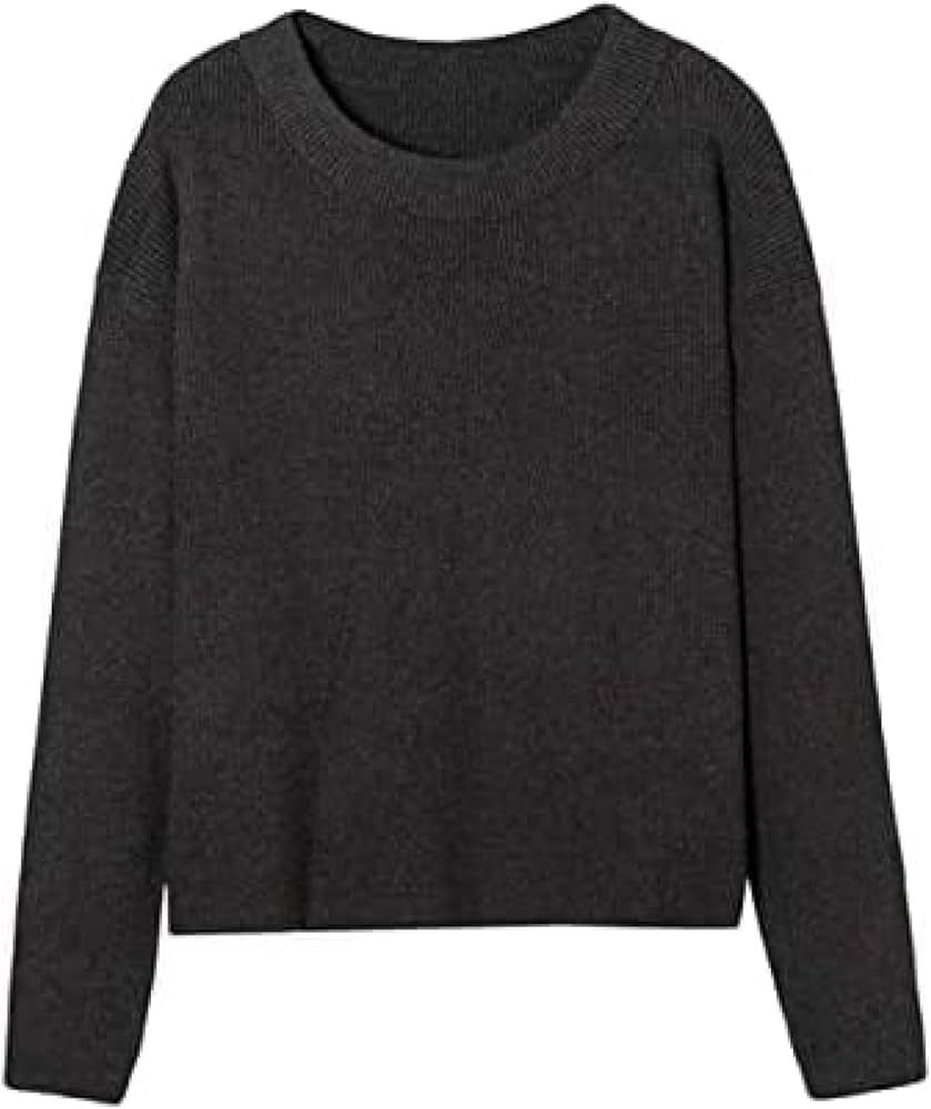 Women Knitted Sweater Jumper O Neck Female Pullovers Tops,Dark Grey,S | Amazon (US)