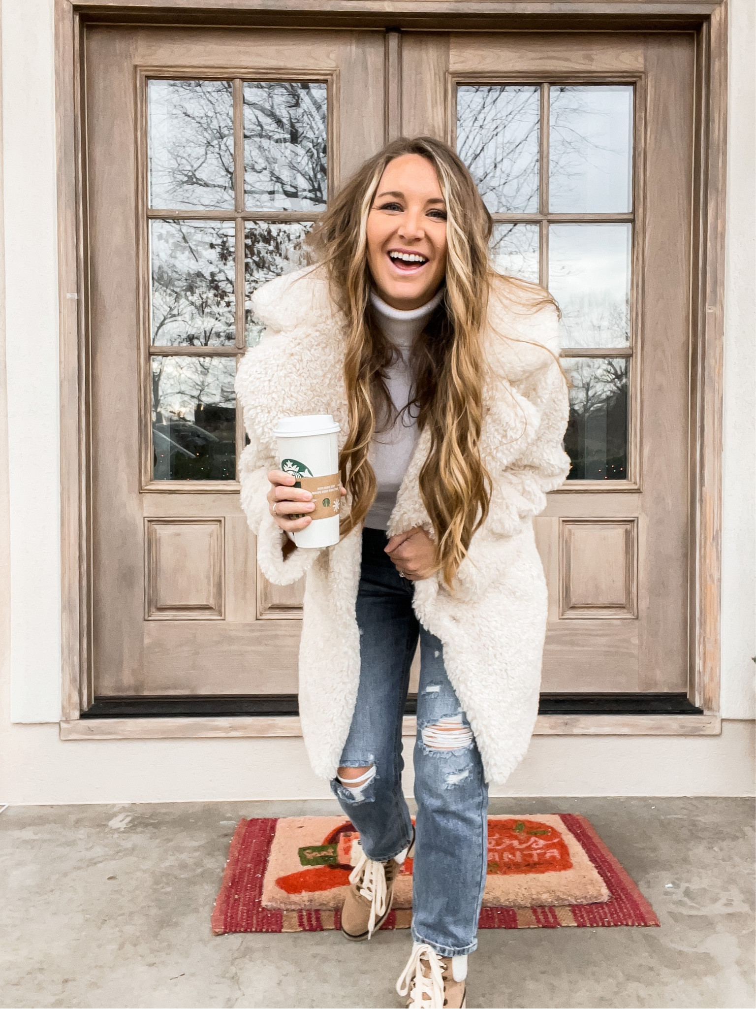 Winter outfit, winter look, winter style, turtleneck sweater, Teddy coat, shearling boots 

#LTKSeasonal #LTKsalealert #LTKstyletip