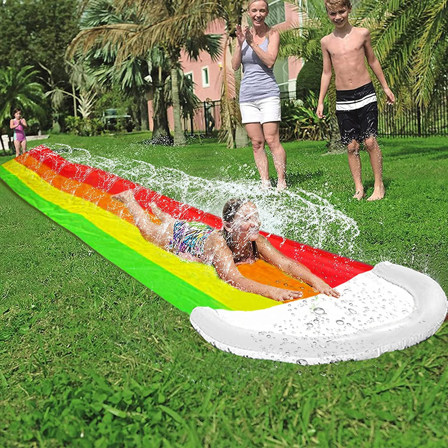 Intera 14 FT Lawn Water Slides, Rainbow Slip Slide Play Center with Splash Sprinkler and Inflatab... | Walmart (US)