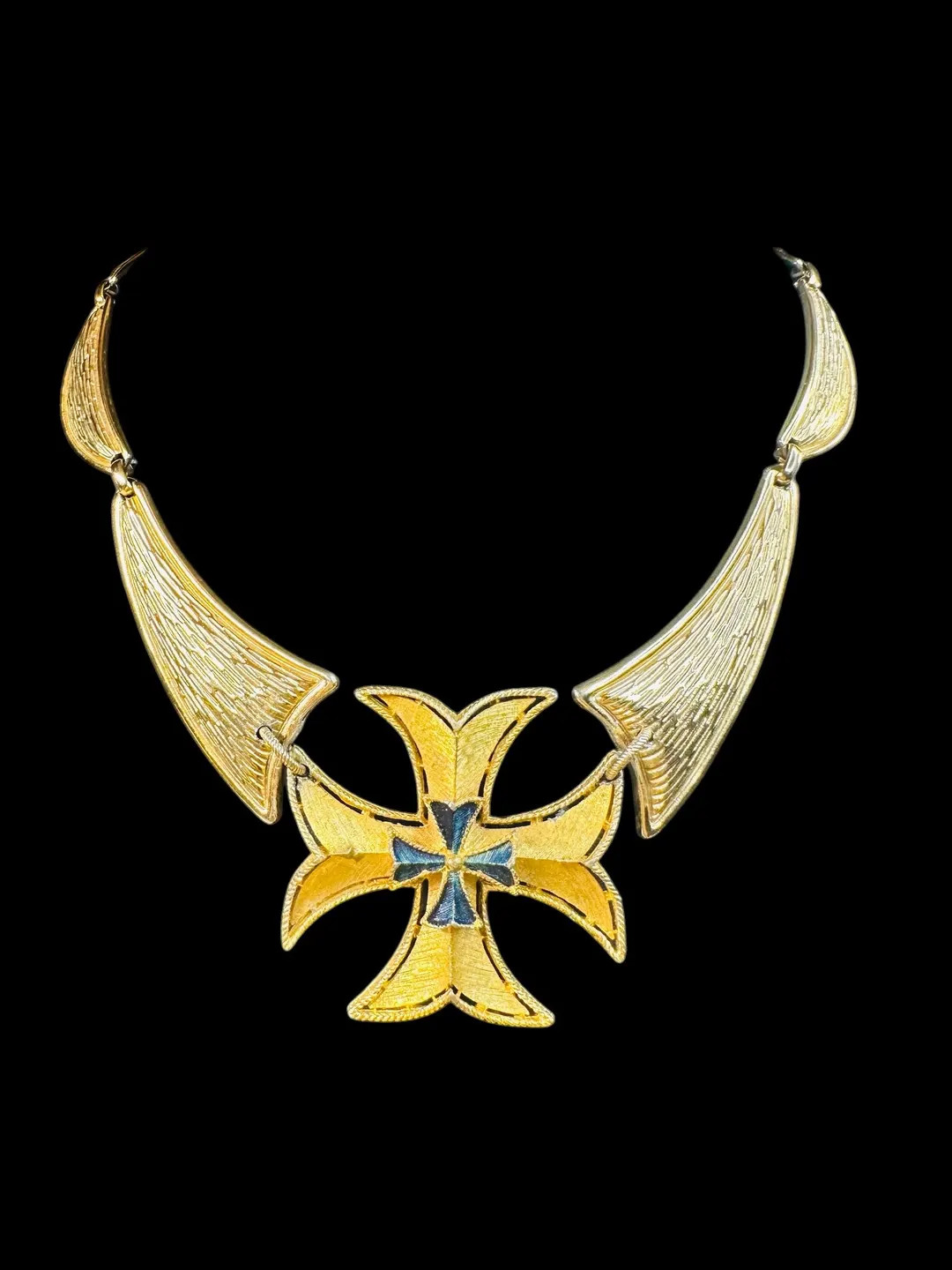 Valletta - Vintage Gold Collar Necklace with Maltese Cross Pendant, Sculptural Statement Bib Neck... | Etsy (Global)