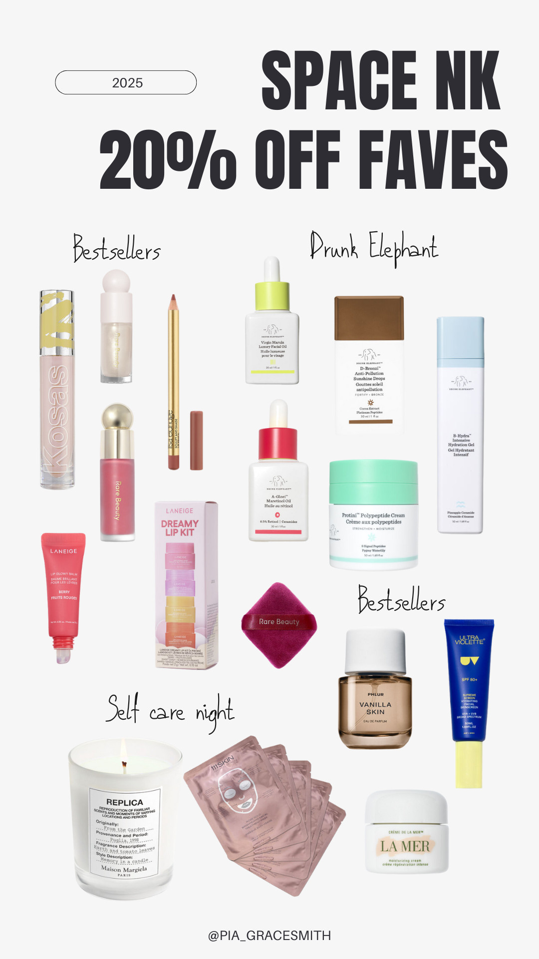 SPACE NK has 20% off on selected brands and it ends today!

Beauty, favourite products, sales, Drunk Elephant, Rare Beauty, Laneige, skinscreen, blush, Replica candle, skin care, makeup, Phlur, Kosas concealer  

 #LTKuk #LTKsale
