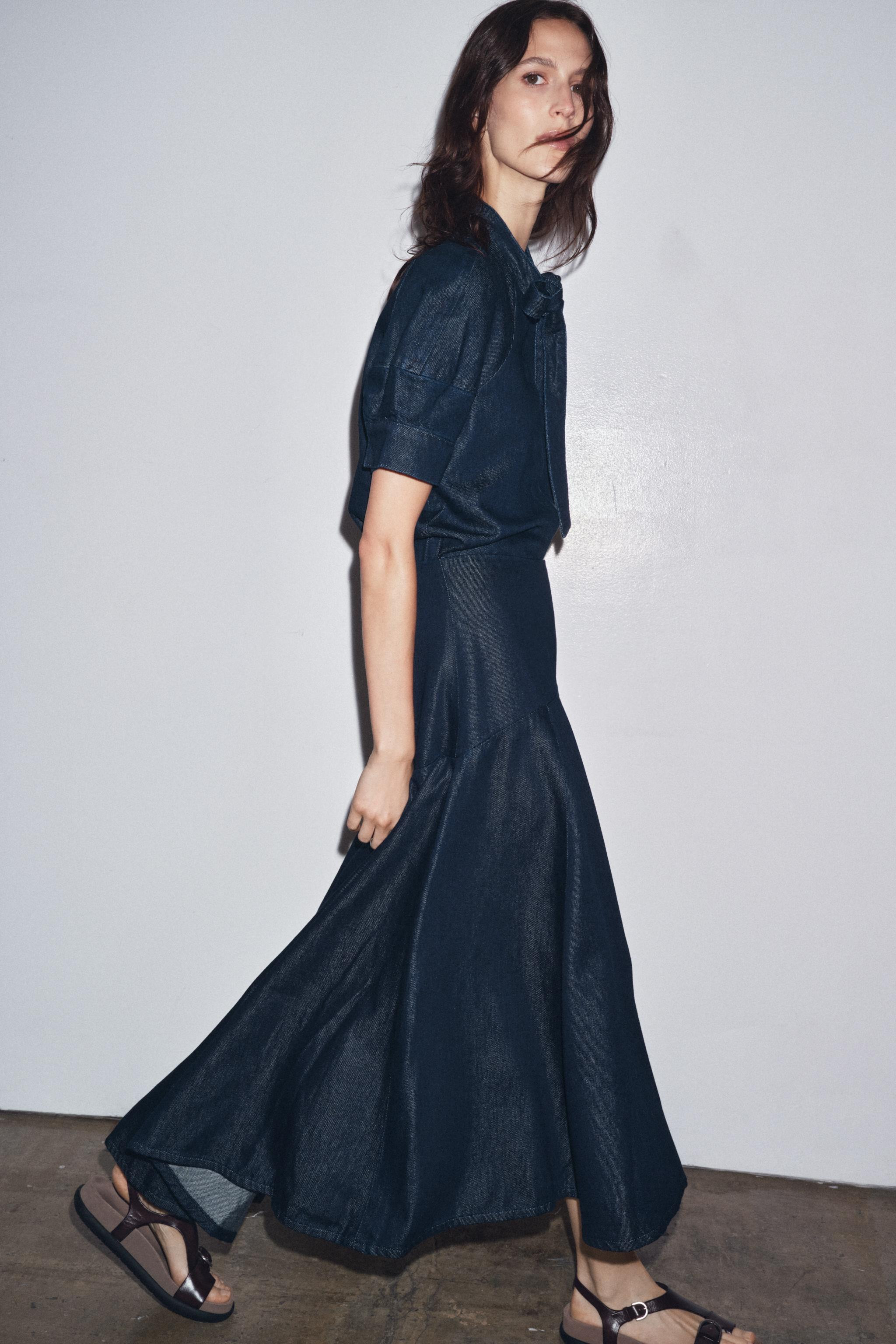 ZW COLLECTION DENIM MIDI SKIRT | Zara US