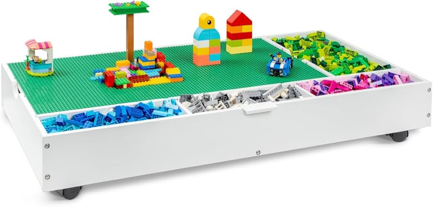 Milliard The 2 in 1 Rollaway Play Table and Toy Organizer- Compatible with Lego Bricks*, Cars and... | Amazon (US)