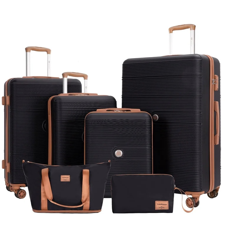 Travelhouse 6 Piece Hardshell Luggage Set Hardside Lightweight Suitcase with TSA Lock Spinner Whe... | Walmart (US)