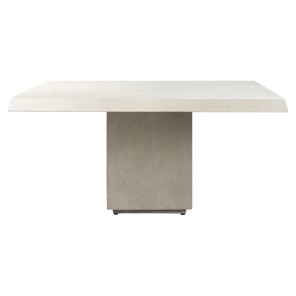 Avila Aged White Concrete Outdoor Dining Table - 60" | Kathy Kuo Home