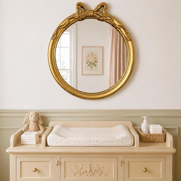 27x27 inch Bow Mirrors for Wall, Round/Circle God Decorative Wall Mounted Mirror, Irregular Mirro... | Amazon (US)