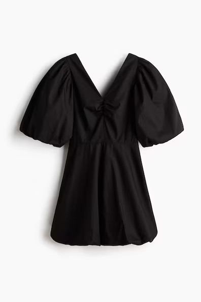 H & M - Tie-back Puffy Dress - Black | H&M (US + CA)