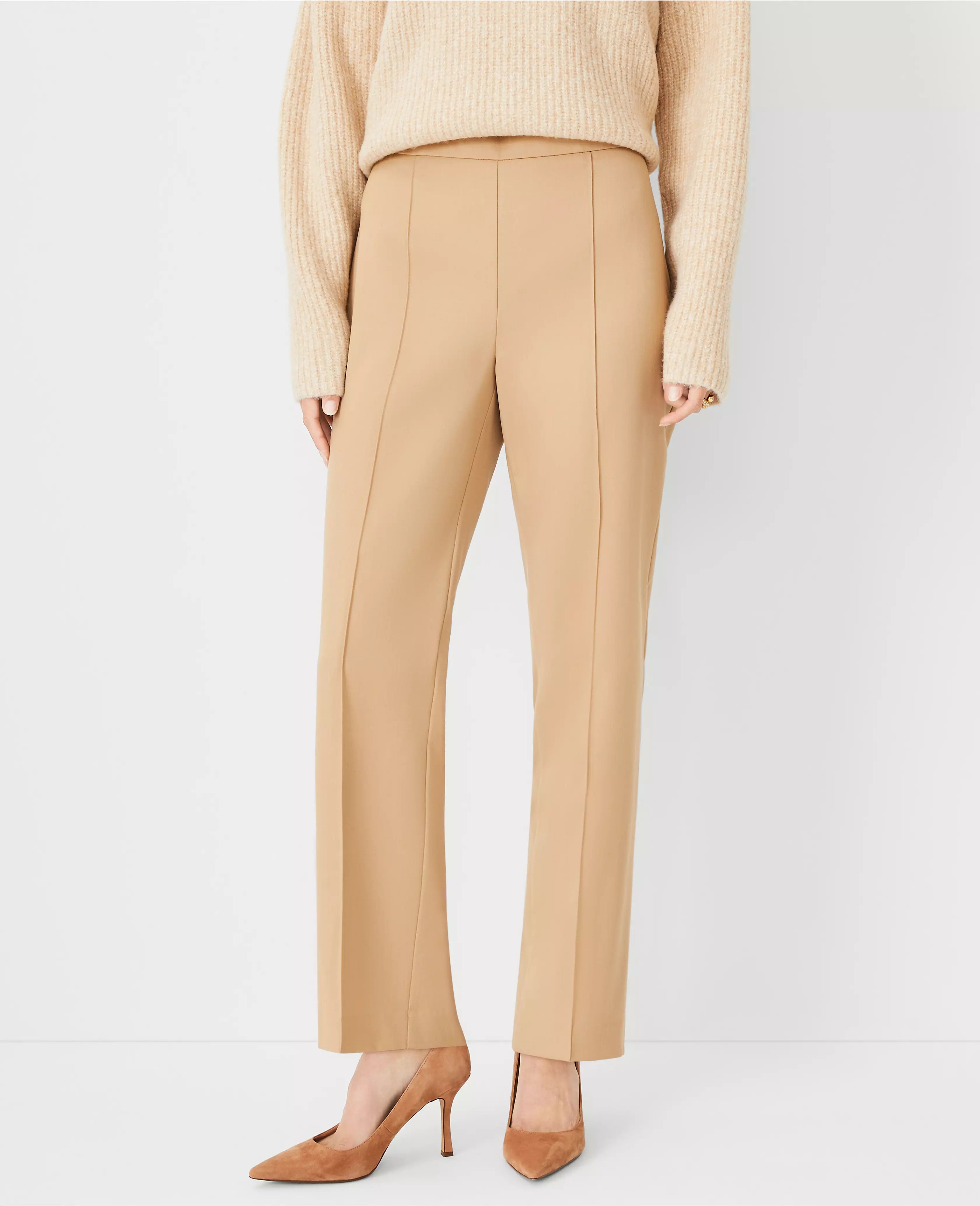 Studio Collection Wool Pintucked Slim Pants | Ann Taylor (US)