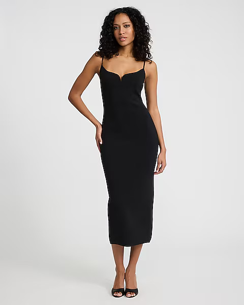 Body Contour V-Wire Sleeveless Midi Dress | Express