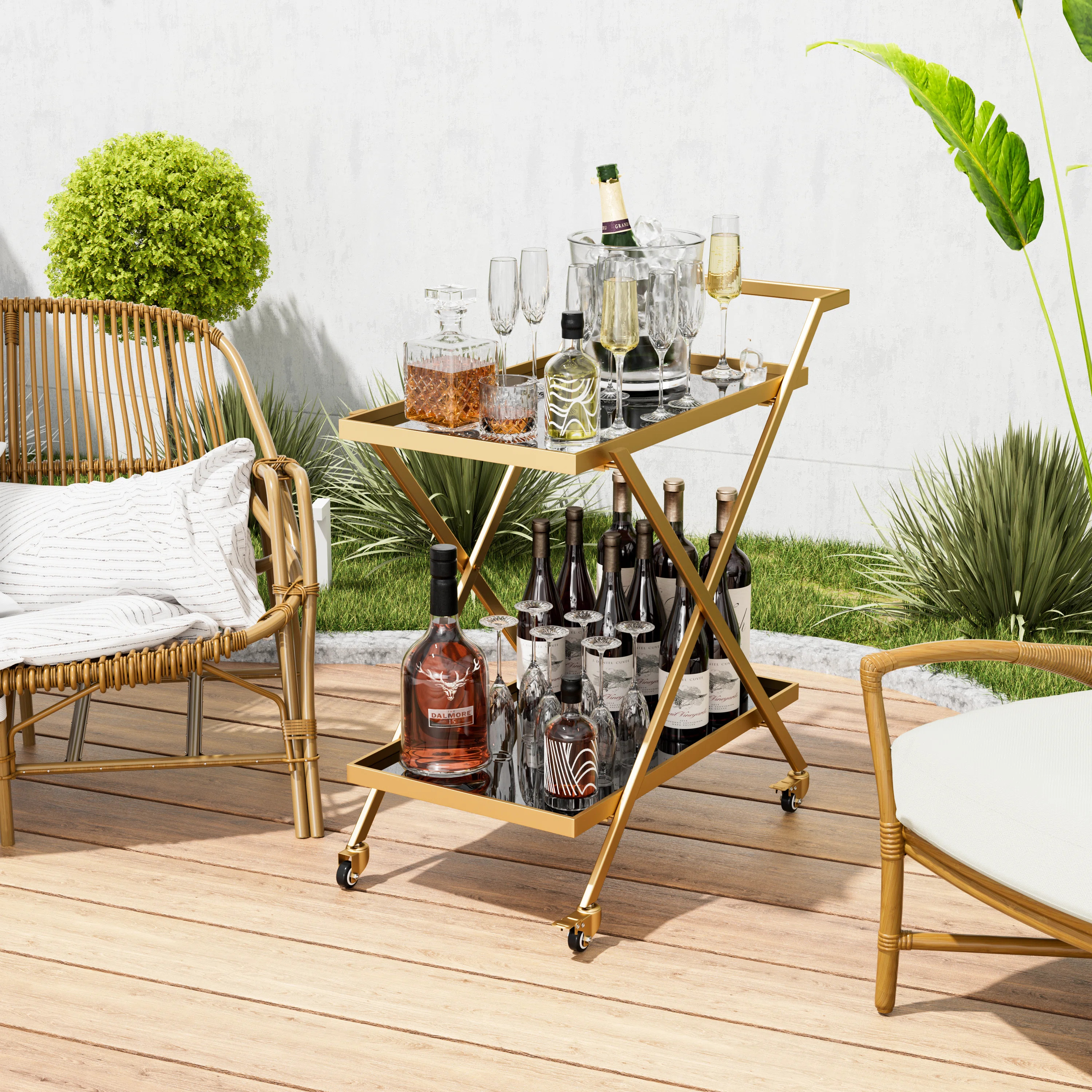 Everly Quinn Claman No Screws Assembly Metal Bar Cart & Reviews | Wayfair | Wayfair North America