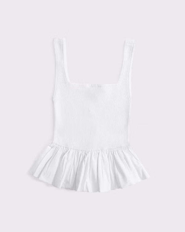Mixed Fabric Bubble Tank | Abercrombie & Fitch (US)