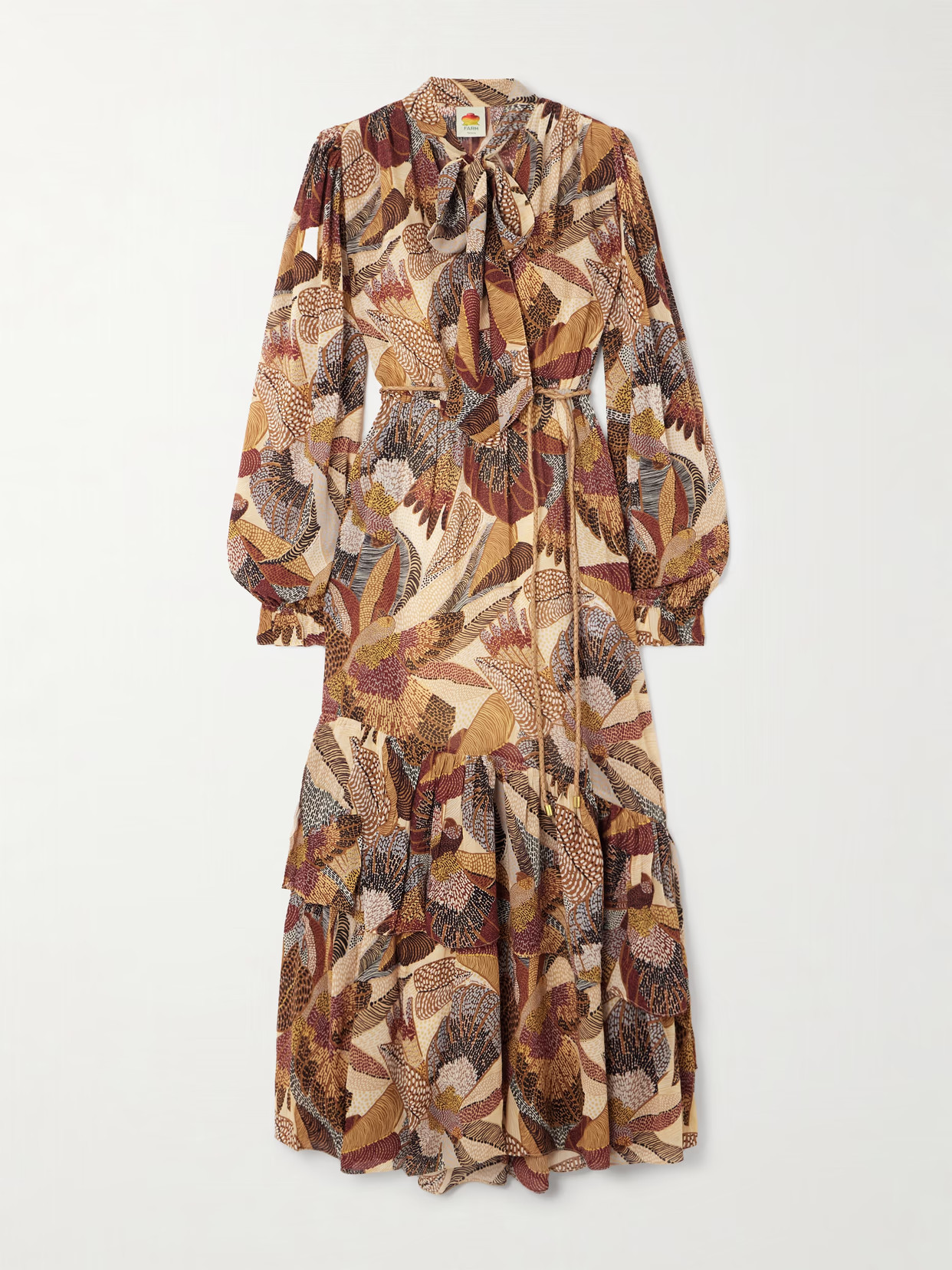 Farm Rio - Belted Printed Modal Maxi Dress - Cream | NET-A-PORTER (US)