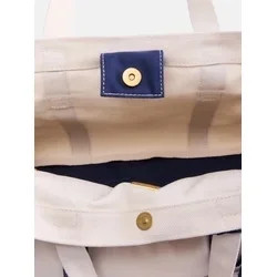 Free Assembly Women's Canvas Tote Handbag with Tote Charm, Natural with Navy | Walmart (US)