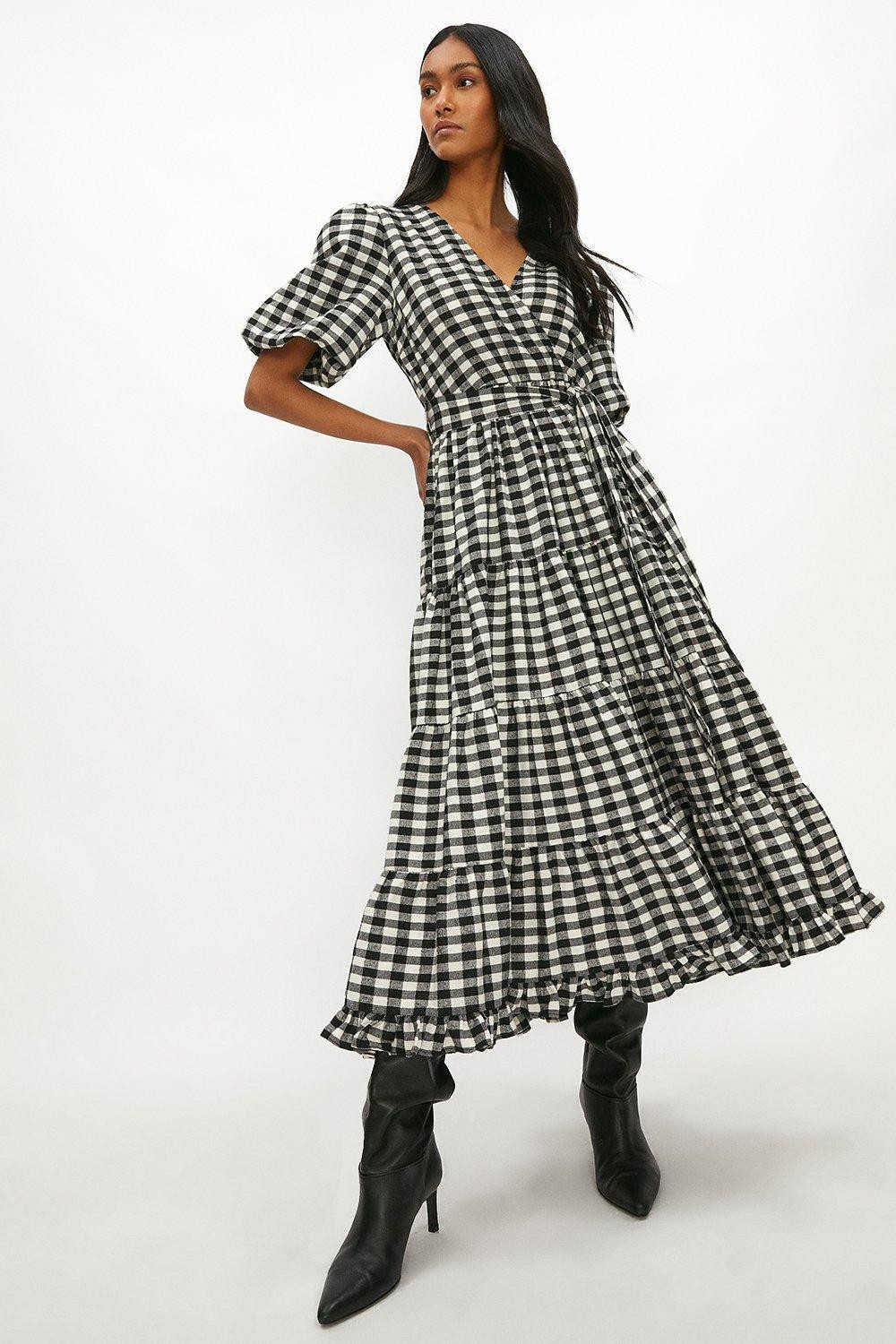 Tiered Check Tie Waist Midi Dress | Coast (UK)