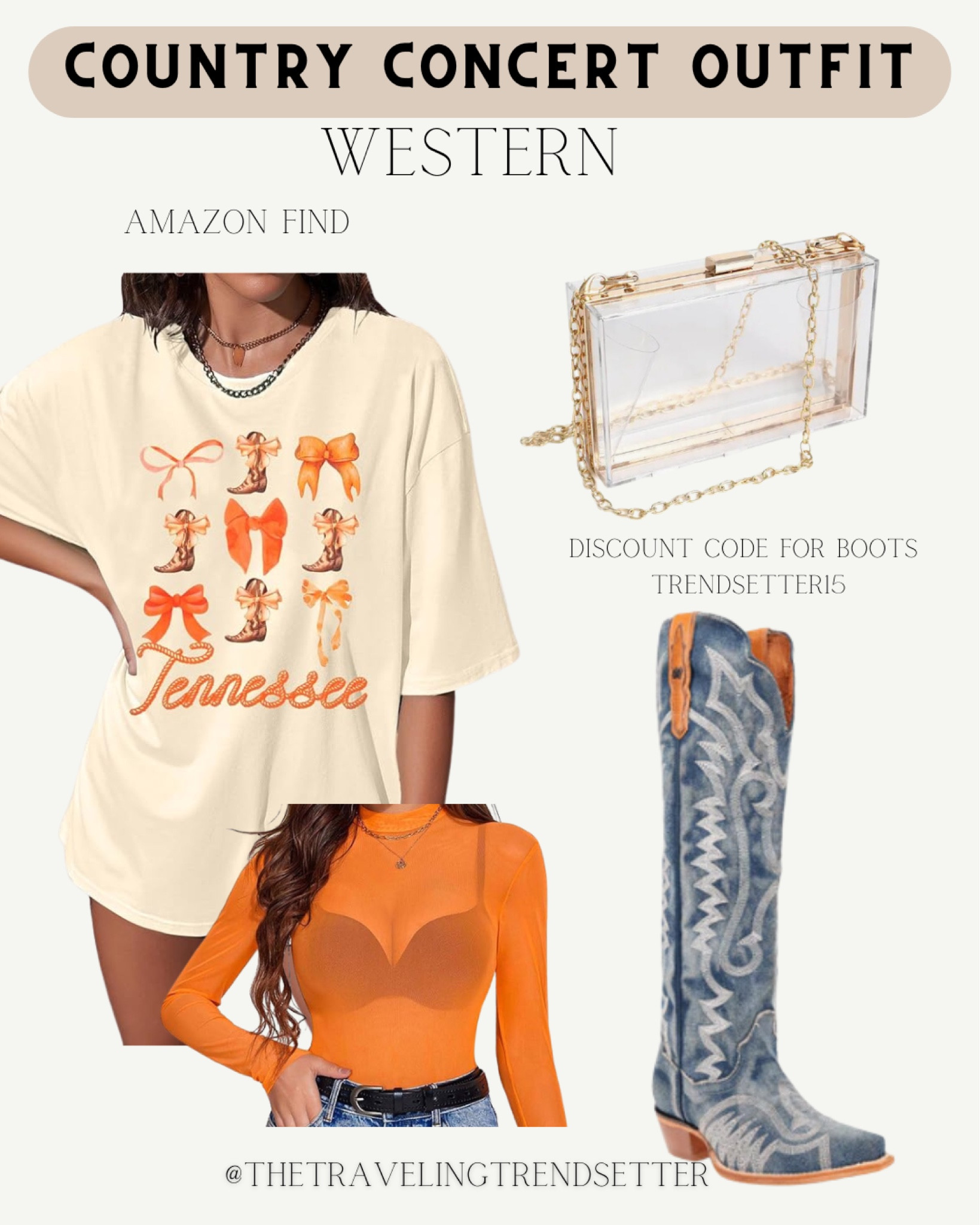 Morgan Wallen country concert outfit idea Tennessee football game day college football game day western cowgirl, boots, clear, stadium approved, handbag purse clutch satchel mesh, long sleeve fall oversize T-shirt Amazon

#LTKSeasonal #LTKStyleTip #LTKFindsUnder50