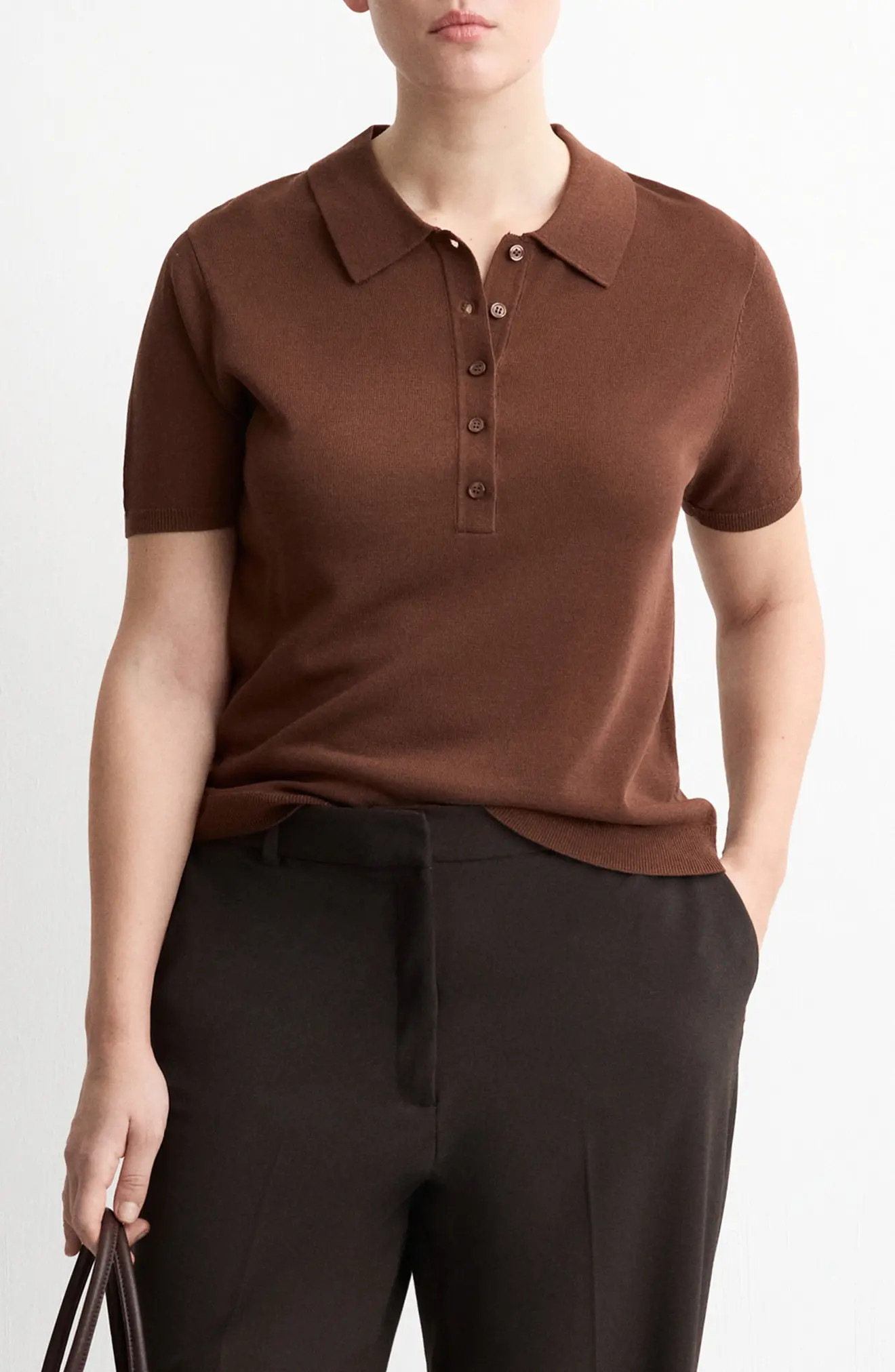 MANGO Short Sleeve Jersey Polo Sweater (Women) | Nordstrom | Nordstrom