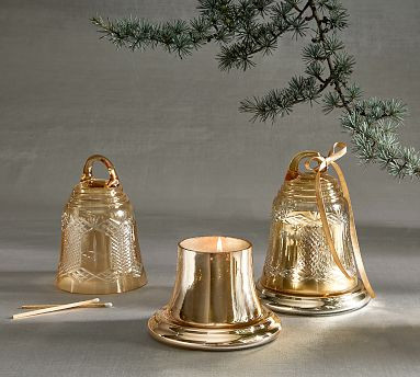 Cut Glass Bell Candle - Winter Spruce | Pottery Barn (US)
