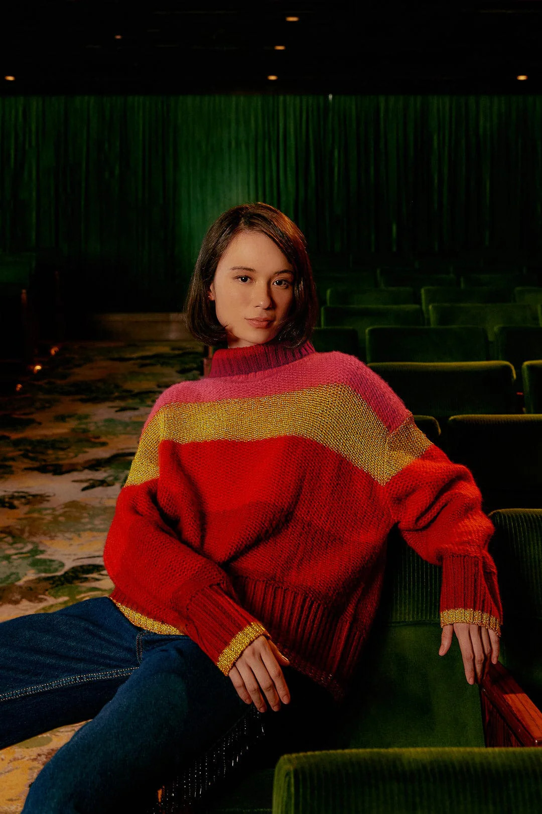 Shiny Stripes Knit Sweater | FarmRio (US)