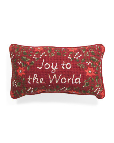 9X15 Joy To The World Needlepoint Pillow, Polyester | TJ Maxx