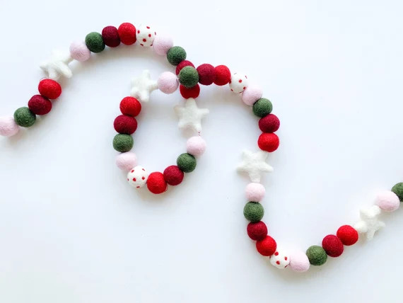 Marisa Brown Collaboration - "Clarice" Christmas Felt Ball Garland - Bunting, Banner | Etsy (US)