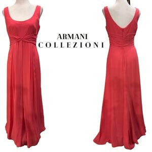 Armani Collezioni Coral Formal Maxi Dress 10 Medium Sheer Empire waist 100% silk | Poshmark