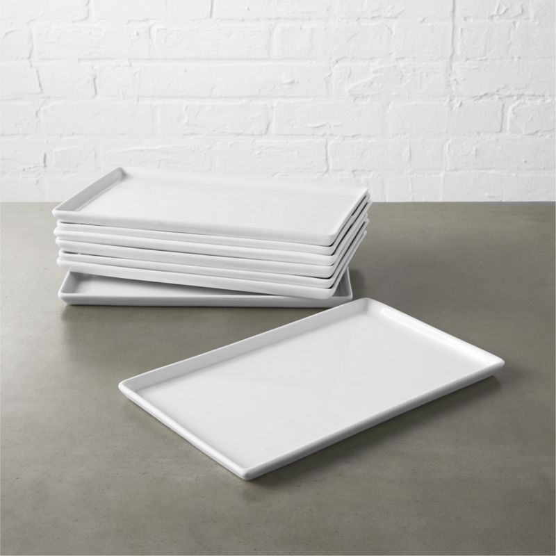 Cuatro Rectangular White Serving Platter Medium Set of 8 + Reviews | CB2 | CB2